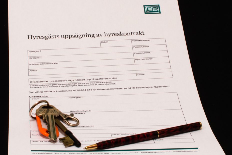 vräkt uppsägning av hyresgäst och hyreskontrakt