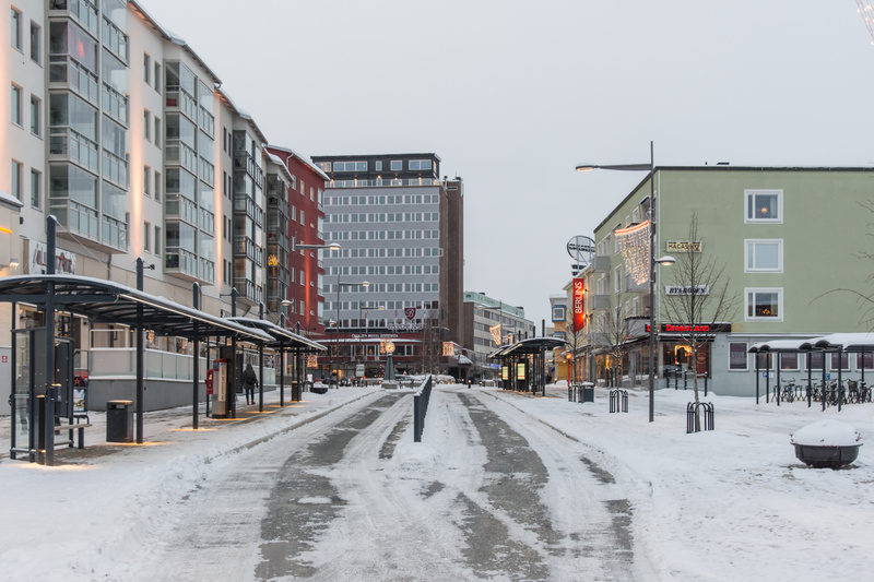 Delar av centrala Boden med Kungsgatan och Drottninggatan