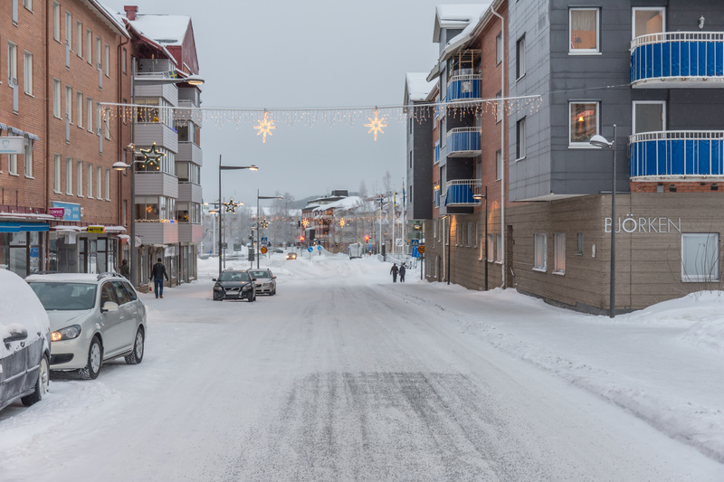 Delar av centrala Boden med Kungsgatan och Drottninggatan